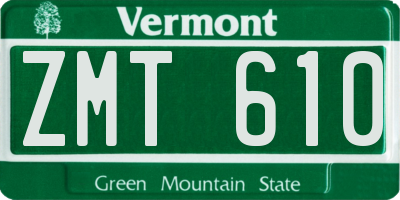 VT license plate ZMT610