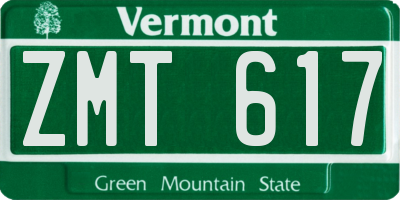 VT license plate ZMT617