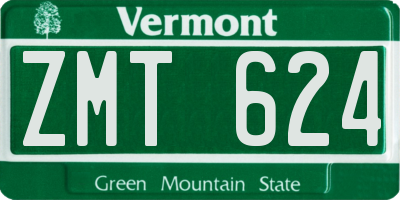 VT license plate ZMT624
