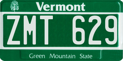 VT license plate ZMT629
