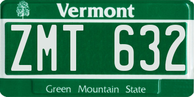 VT license plate ZMT632