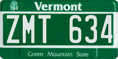 VT license plate ZMT634