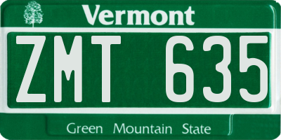 VT license plate ZMT635