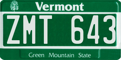 VT license plate ZMT643