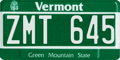 VT license plate ZMT645