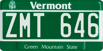 VT license plate ZMT646