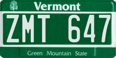 VT license plate ZMT647