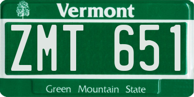 VT license plate ZMT651