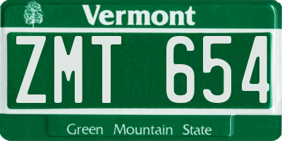 VT license plate ZMT654