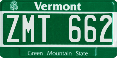 VT license plate ZMT662