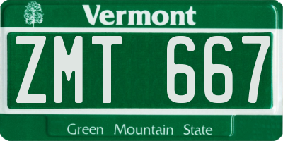 VT license plate ZMT667