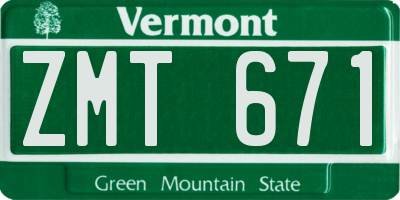 VT license plate ZMT671
