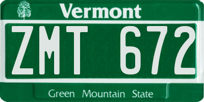 VT license plate ZMT672