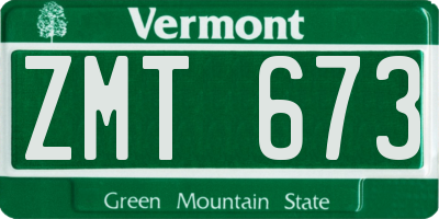 VT license plate ZMT673