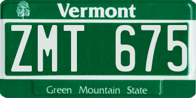 VT license plate ZMT675