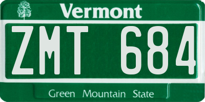 VT license plate ZMT684