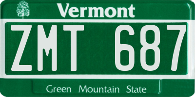 VT license plate ZMT687