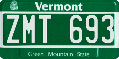 VT license plate ZMT693