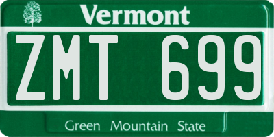 VT license plate ZMT699