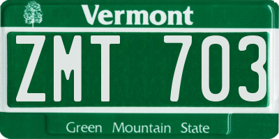 VT license plate ZMT703