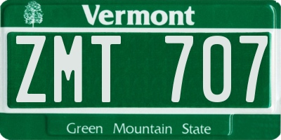 VT license plate ZMT707