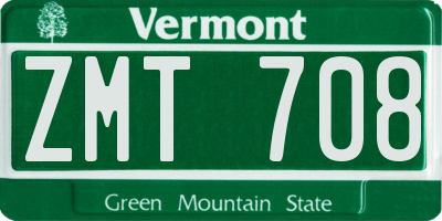 VT license plate ZMT708