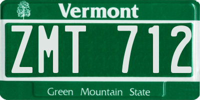 VT license plate ZMT712