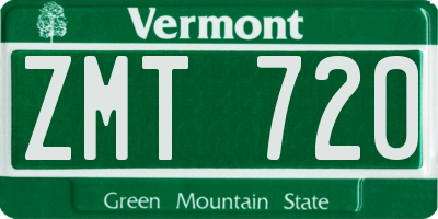 VT license plate ZMT720