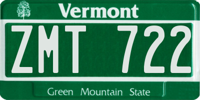 VT license plate ZMT722