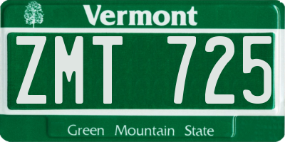 VT license plate ZMT725