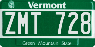 VT license plate ZMT728