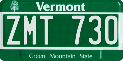 VT license plate ZMT730