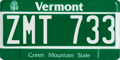 VT license plate ZMT733