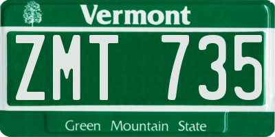 VT license plate ZMT735