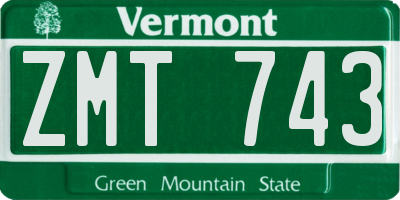 VT license plate ZMT743