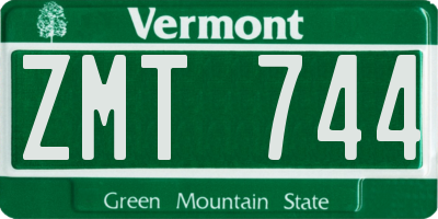 VT license plate ZMT744