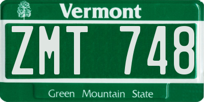 VT license plate ZMT748