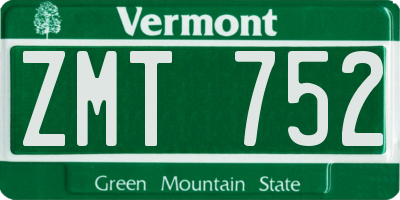 VT license plate ZMT752