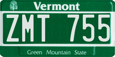 VT license plate ZMT755