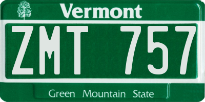 VT license plate ZMT757