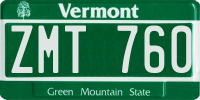 VT license plate ZMT760