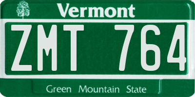 VT license plate ZMT764
