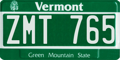 VT license plate ZMT765