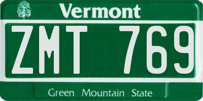 VT license plate ZMT769