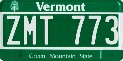 VT license plate ZMT773