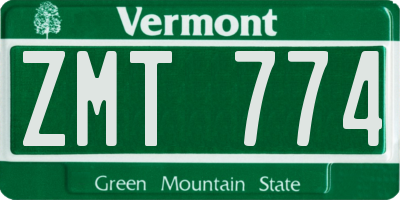 VT license plate ZMT774