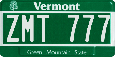 VT license plate ZMT777