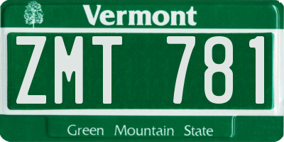 VT license plate ZMT781
