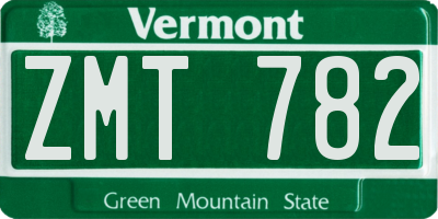 VT license plate ZMT782