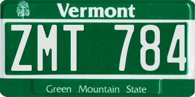 VT license plate ZMT784